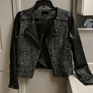 Cynthia Rowley twead and Faux leather blazer